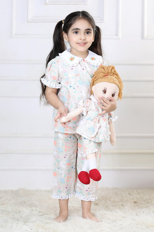 Bunny Garden Capri Sleepwear Set (with Matching Doll Outfit)