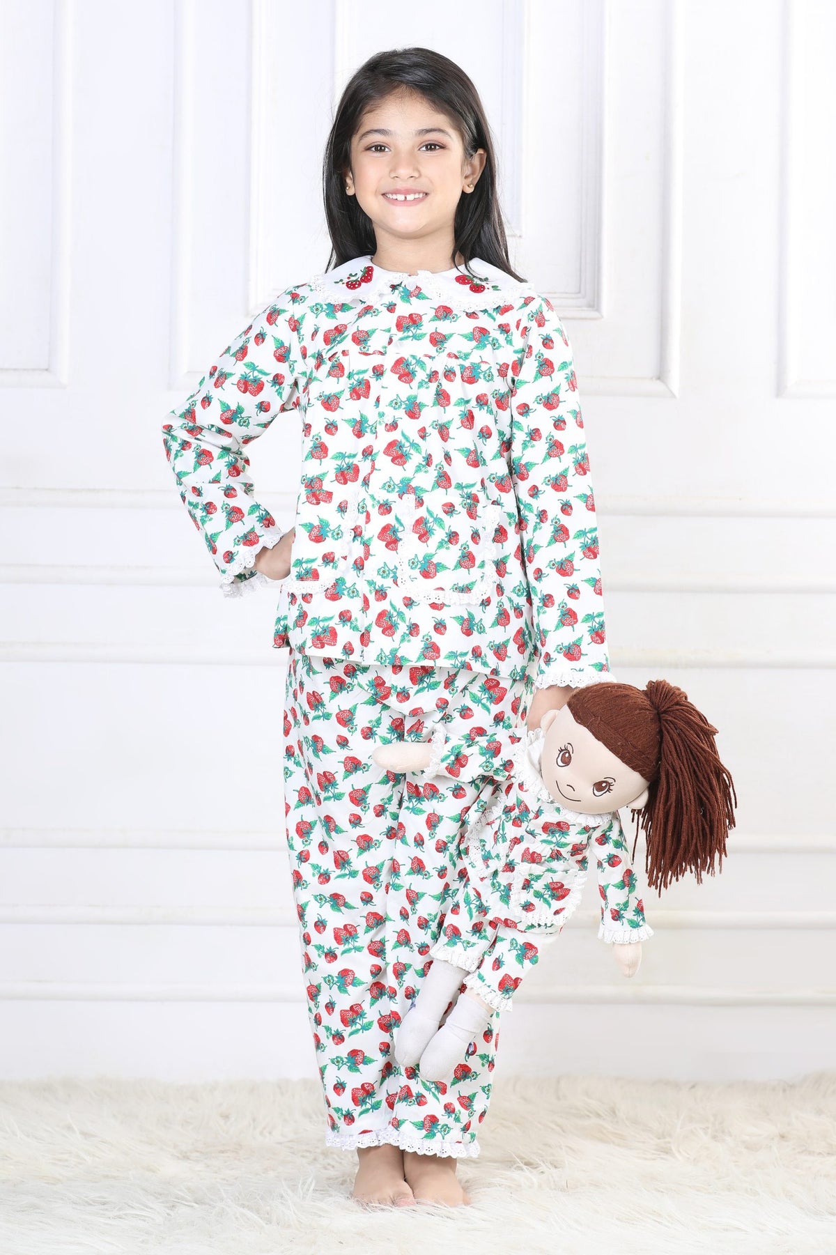 Sweet Dreams Strawberry Sleepwear Set (with Matching Doll Outfit)