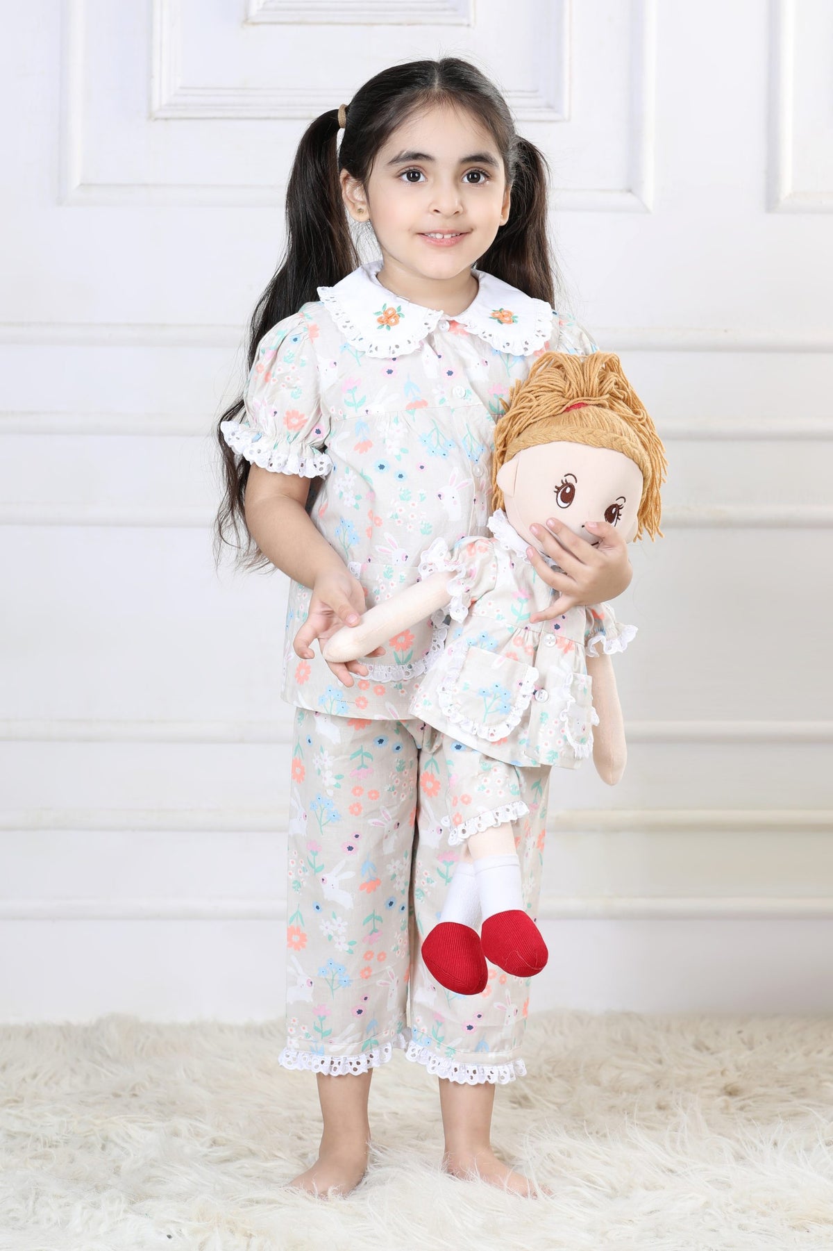 Bunny Garden Capri Sleepwear Set (with Matching Doll Outfit)