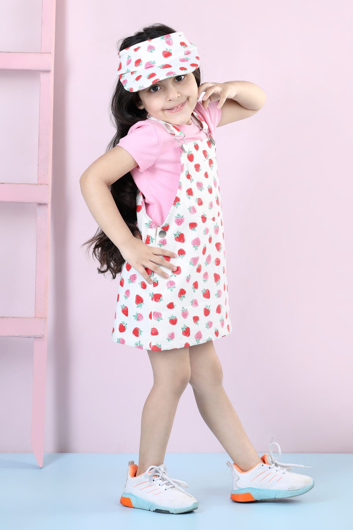 Sweet Berry Aline Dungaree Dress Set (With Matching Sun Hat)