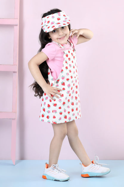 Sweet Berry Aline Dungaree Dress Set (With Matching Sun Hat)