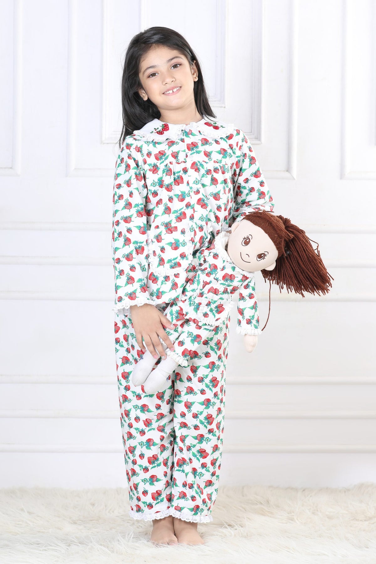 Sweet Dreams Strawberry Sleepwear Set (with Matching Doll Outfit)