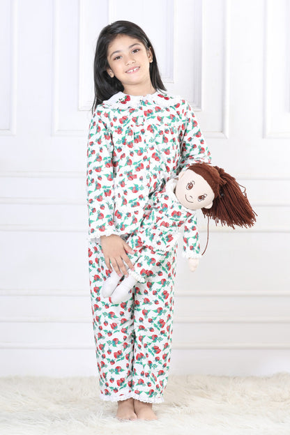 Sweet Dreams Strawberry Sleepwear Set (with Matching Doll Outfit)