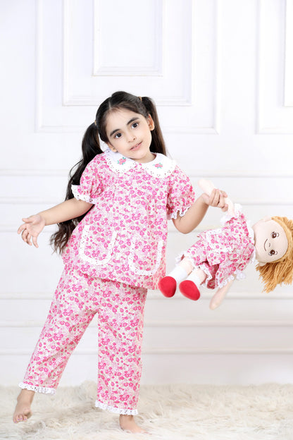 Vintage Floral Ditsy Sleepwear Set (with Matching Doll Outfit)