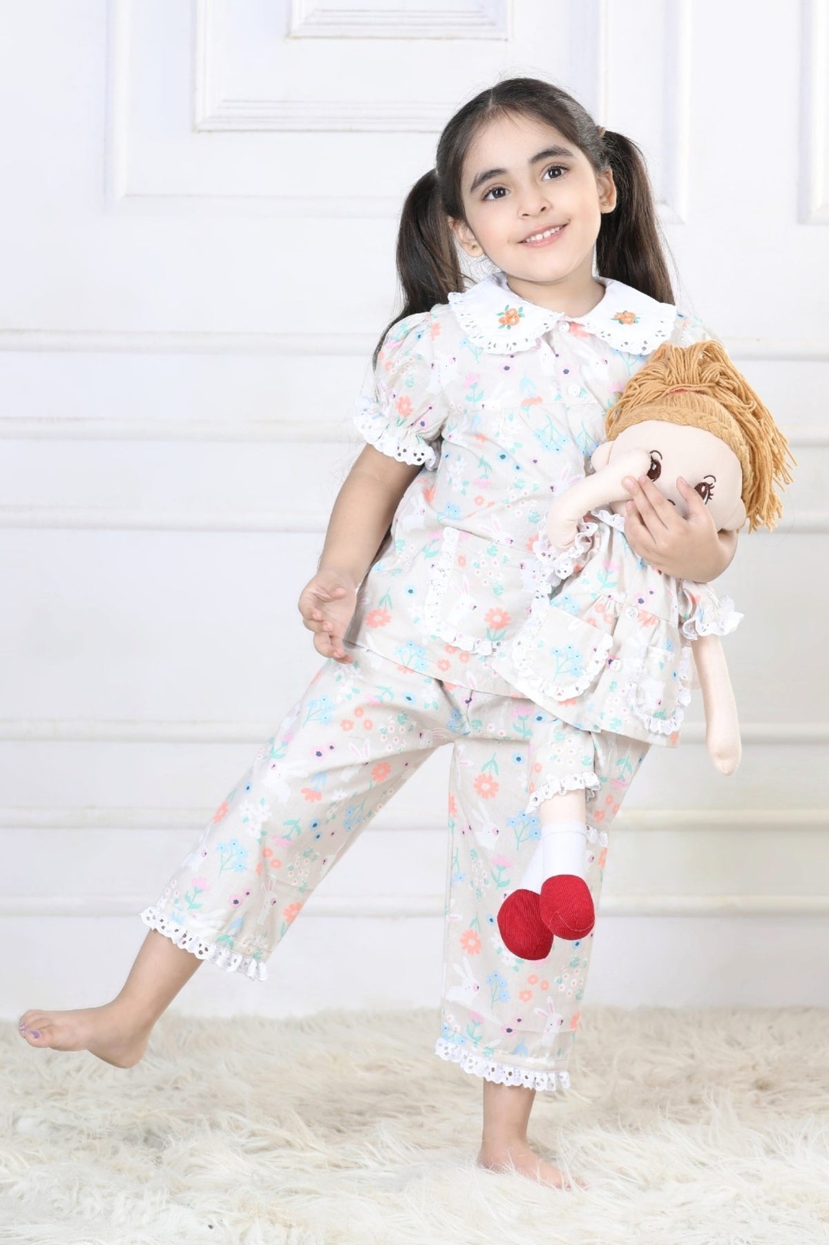 Bunny Garden Capri Sleepwear Set (with Matching Doll Outfit)