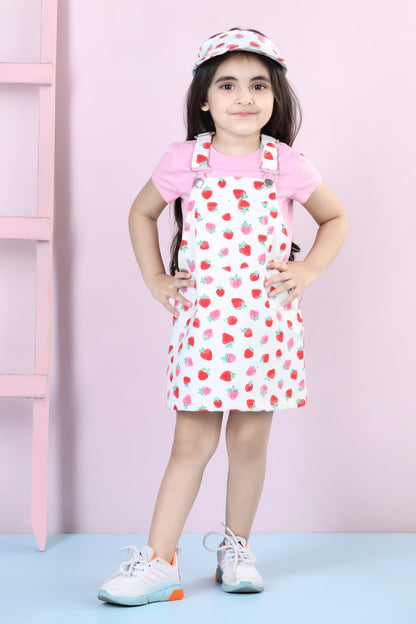 Sweet Berry Aline Dungaree Dress Set (With Matching Sun Hat)