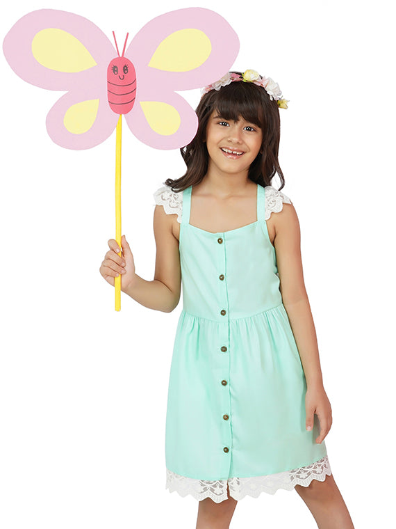 Mint Lovely Lace Cotton Dress