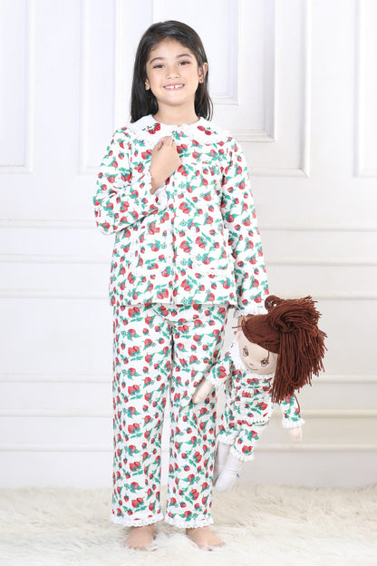 Sweet Dreams Strawberry Sleepwear Set (with Matching Doll Outfit)