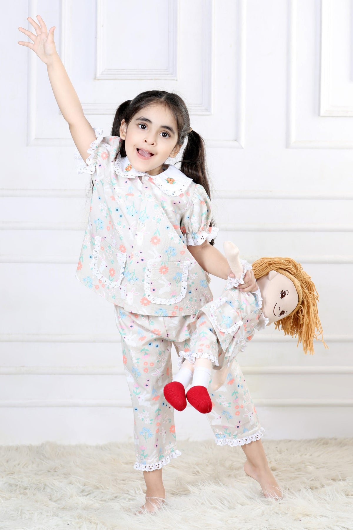 Bunny Garden Capri Sleepwear Set (with Matching Doll Outfit)