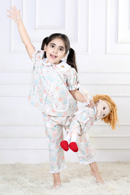 Bunny Garden Capri Sleepwear Set (with Matching Doll Outfit)