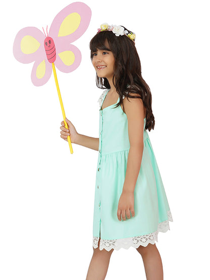 Mint Lovely Lace Cotton Dress
