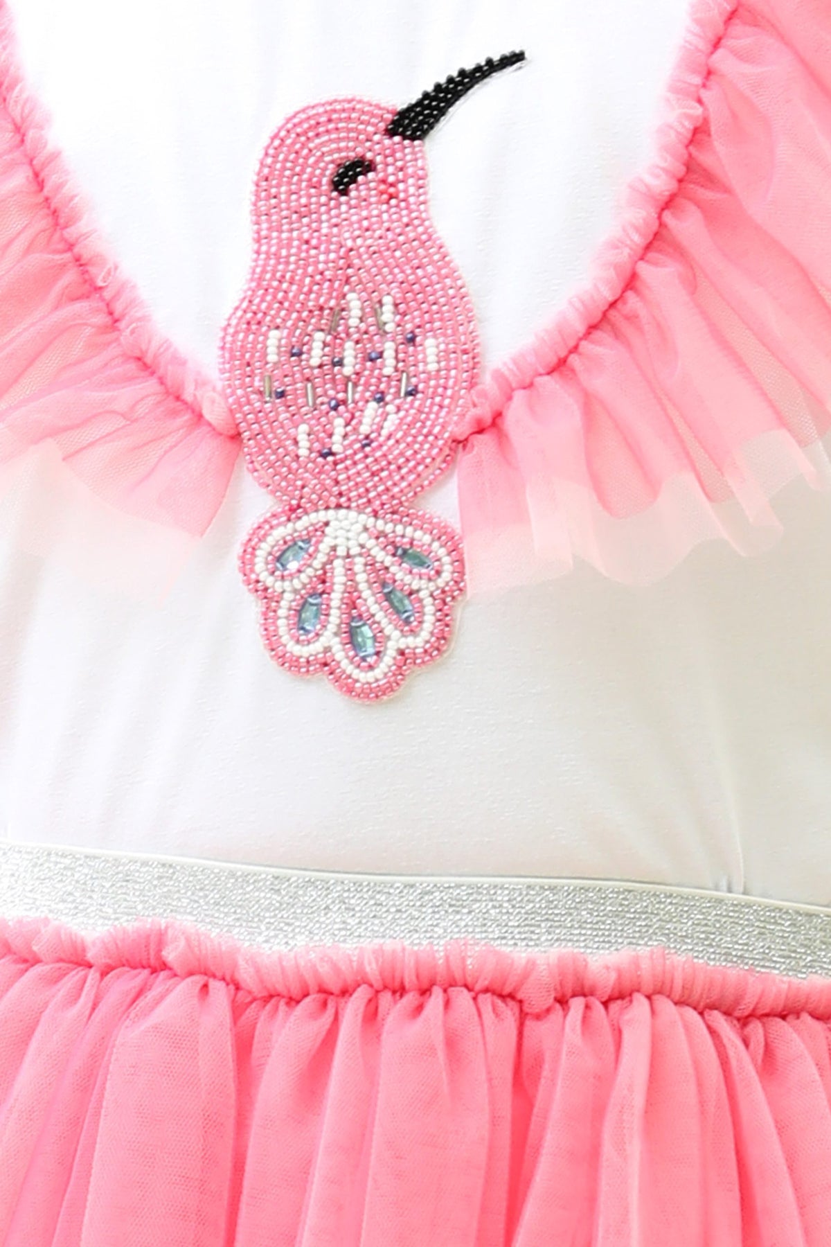 Enchanted Hummingbird Beaded Pink Tulle Skirt and Top Set (with Matching Doll Outfit)