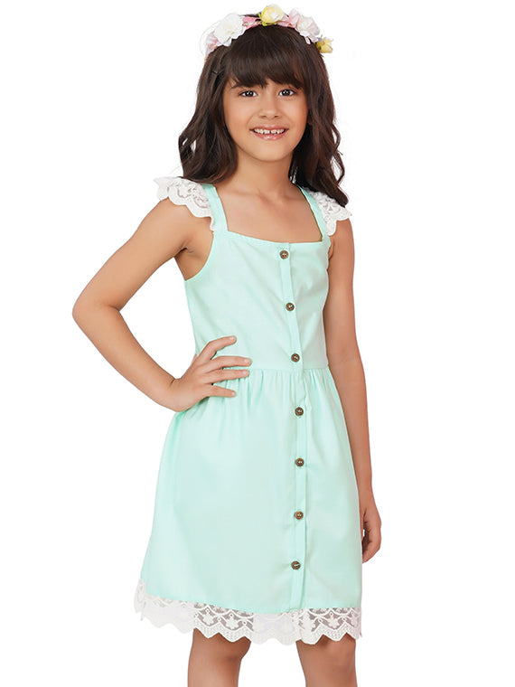 Mint Lovely Lace Cotton Dress