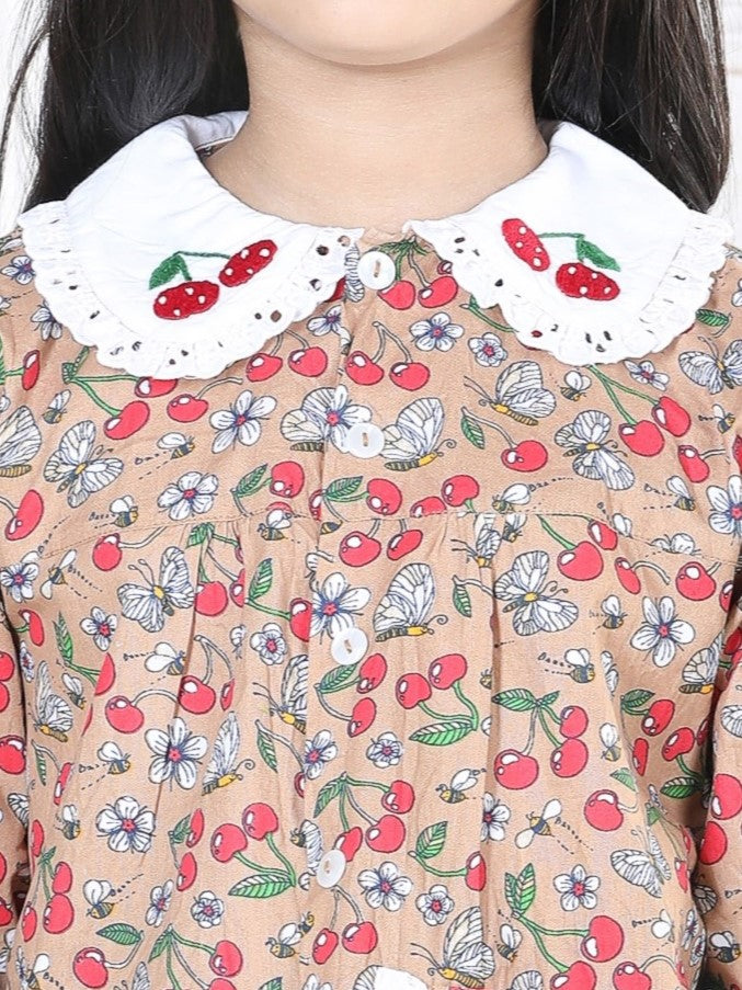 Sweet Cherry & Butterfly Sleepwear Set (with Matching Doll Outfit)