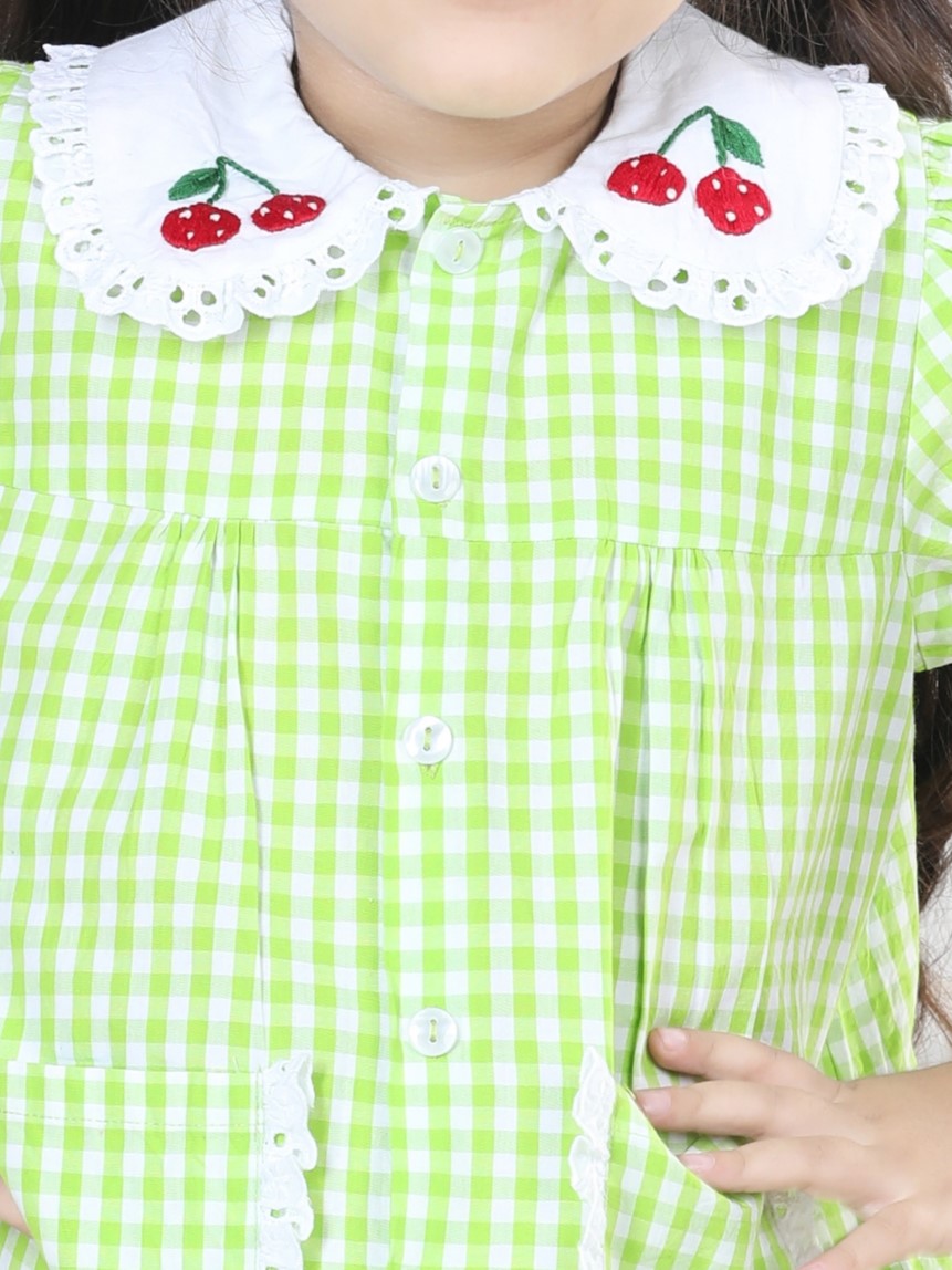 Vibrant Lime Gingham Capri Sleepwear Set (with Matching Doll Outfit)