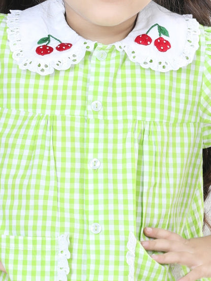 Vibrant Lime Gingham Capri Sleepwear Set (with Matching Doll Outfit)