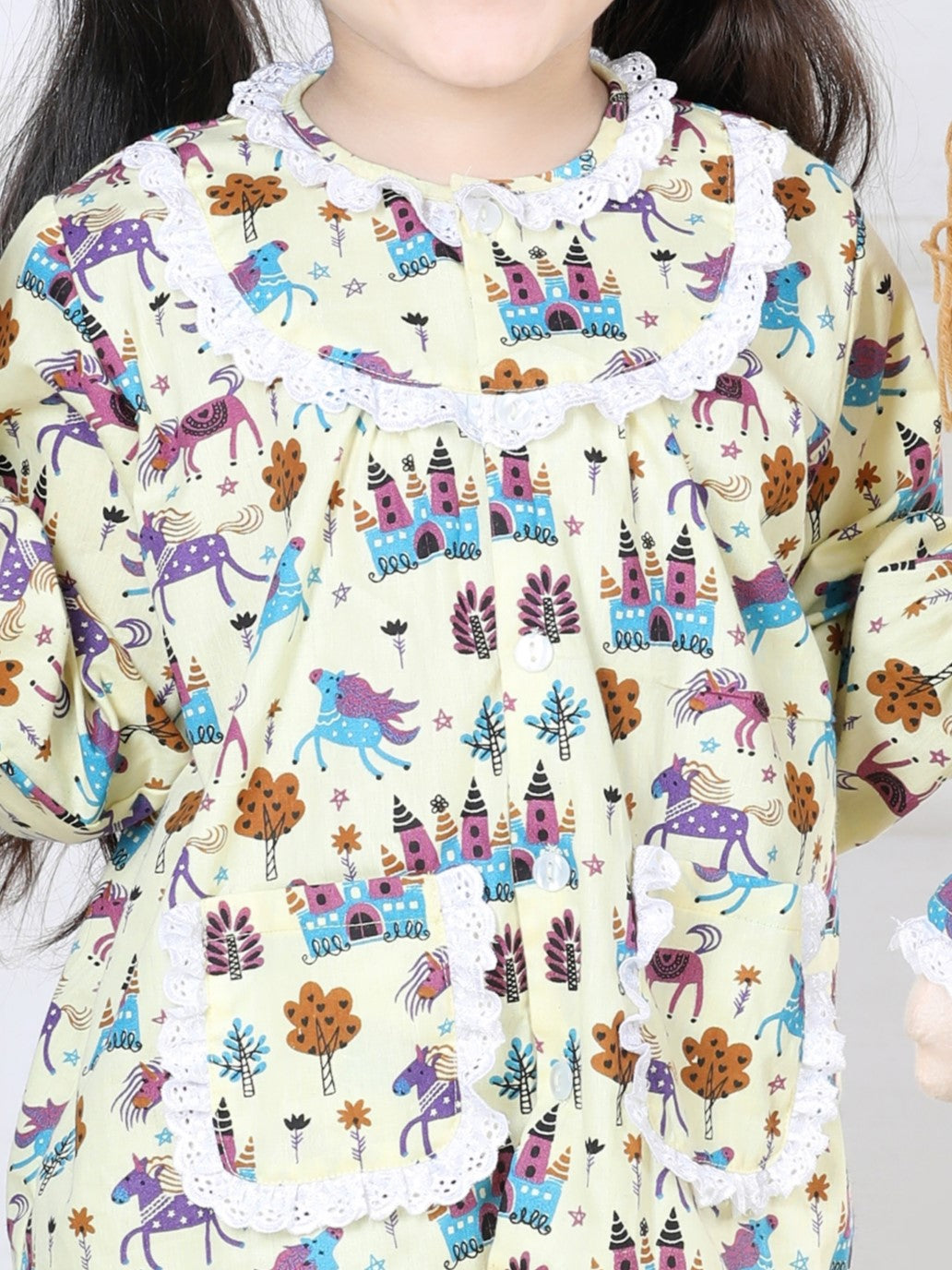 Fairytale Castle & Unicorn Capri Sleepwear Set (with Matching Doll Outfit)