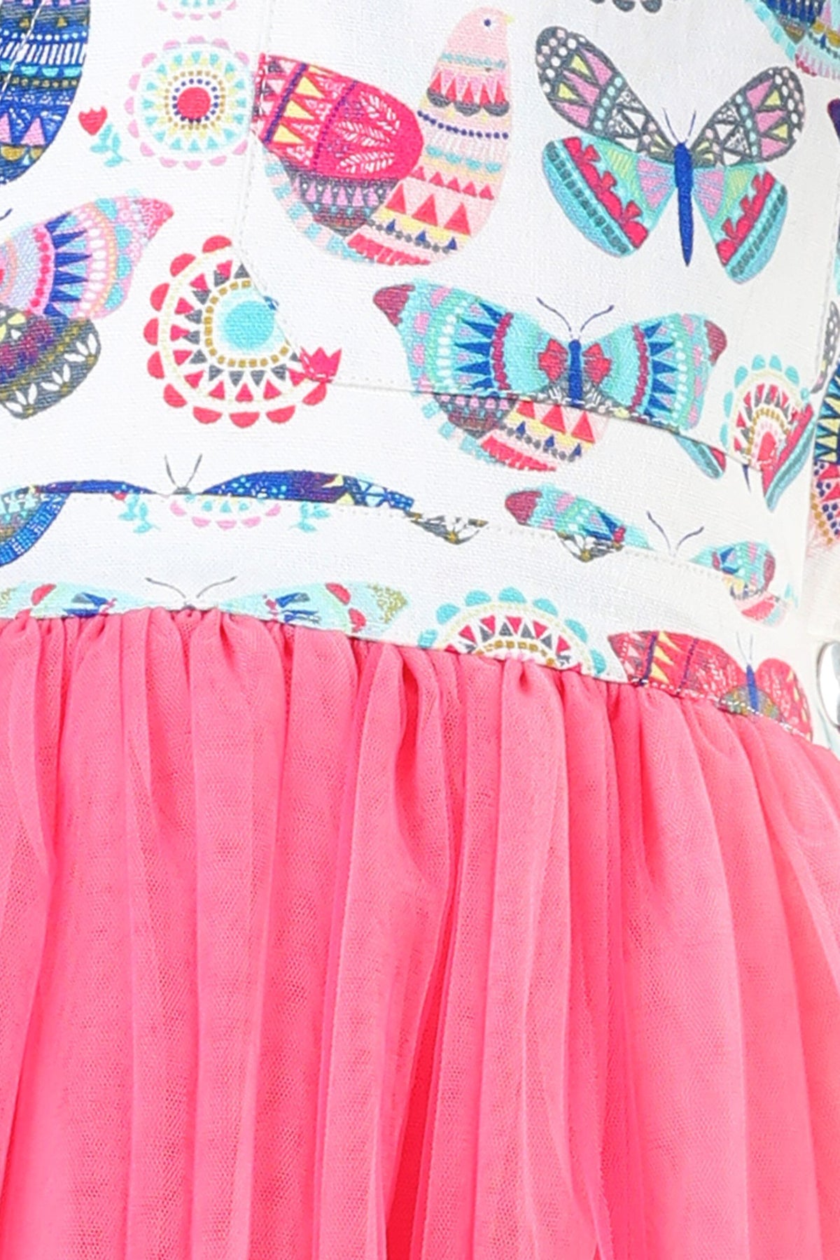Fluttering Butterfly Dungaree Net Dress Cord Set (with Matching Sun Hat)