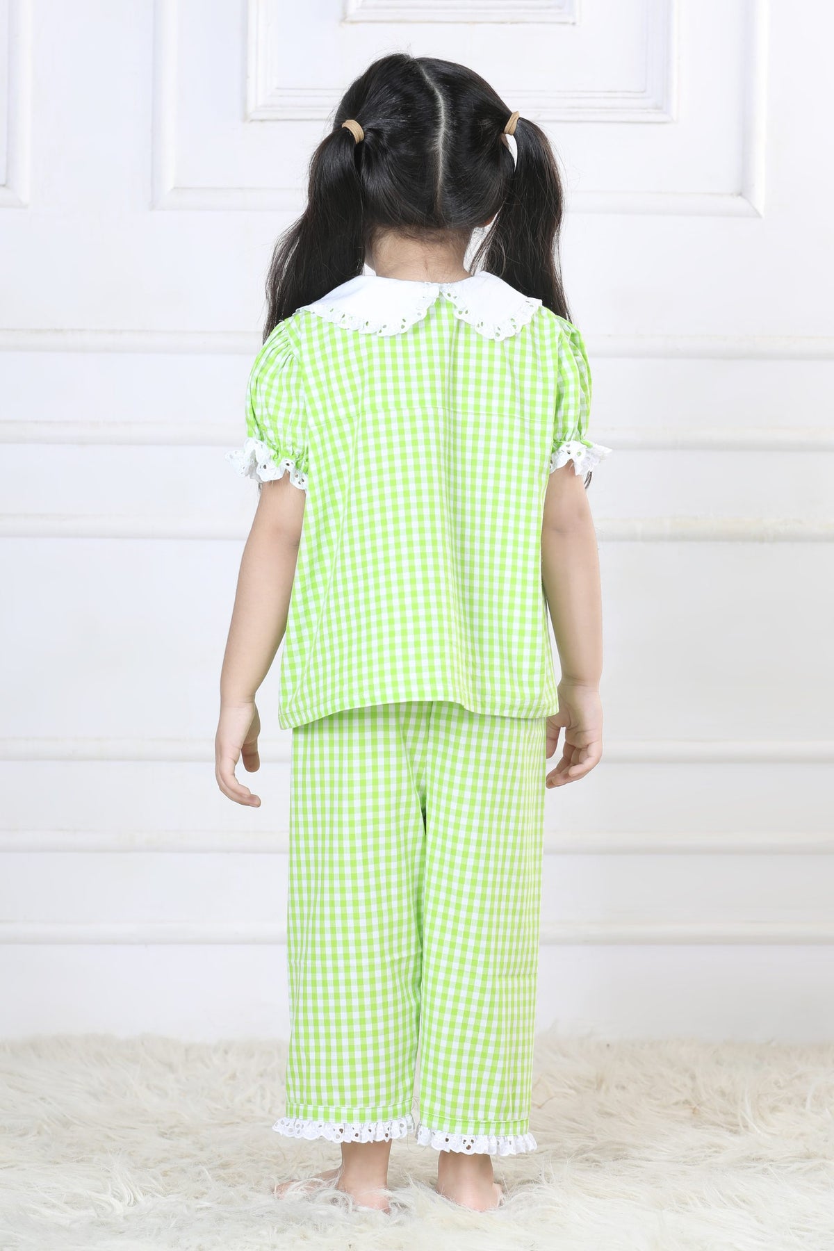 Vibrant Lime Gingham Capri Sleepwear Set (with Matching Doll Outfit)