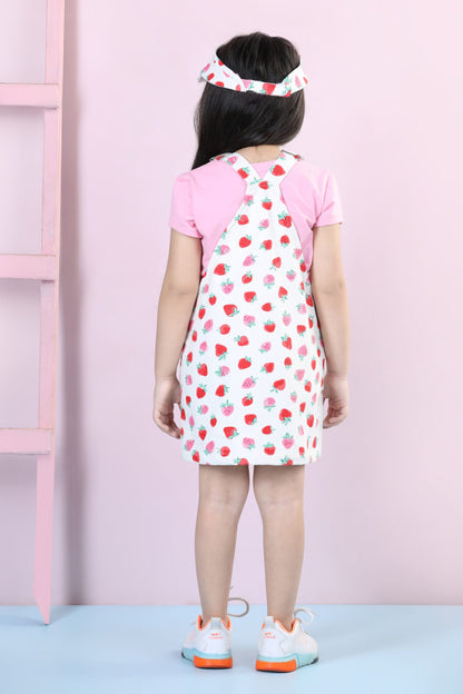 Sweet Berry Aline Dungaree Dress Set (With Matching Sun Hat)