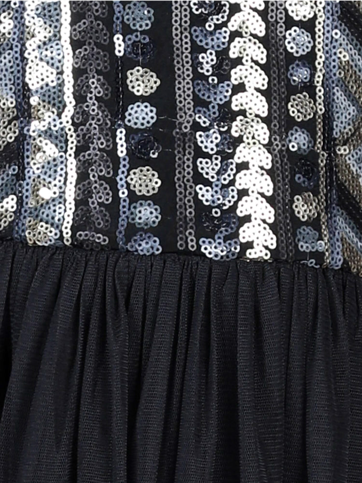 Midnight Starlet Cold-Shoulder Party Dress