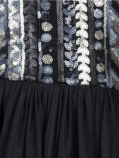 Midnight Starlet Cold-Shoulder Party Dress